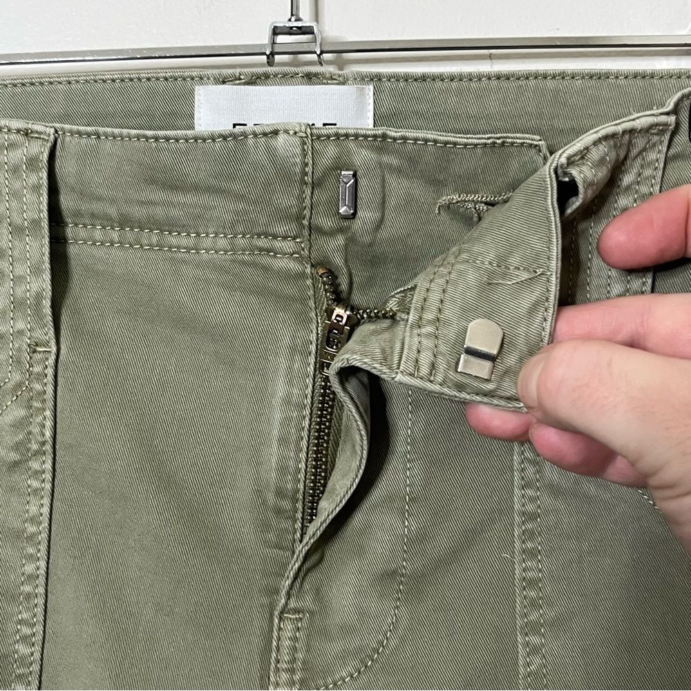 Frame Trapunto Moto Pants Washed Aloe Green Zip Hem Utility Jogger Women 27 - Picture 8 of 12